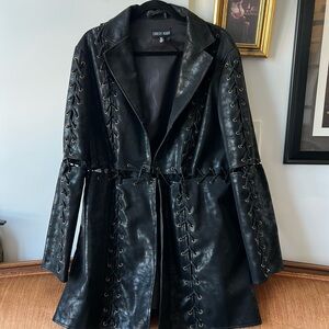 Lace Up Vegan Leather Jacket
